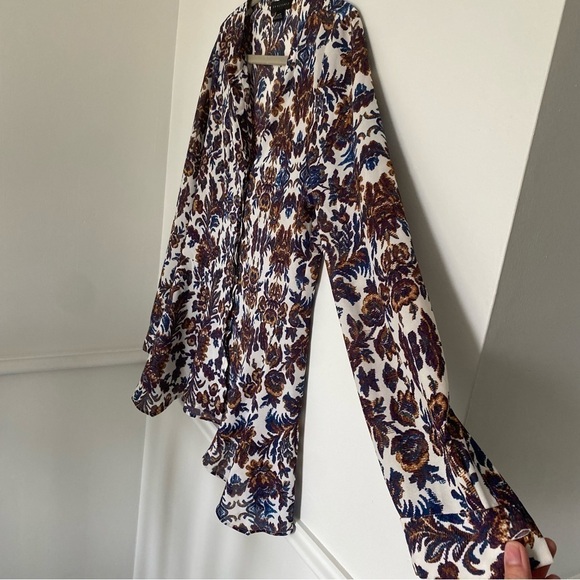 ANTHROPOLOGIE Sanctuary Paisley Print 90s Style Button Up Long Sleeve Blouse XS - Picture 4 of 8